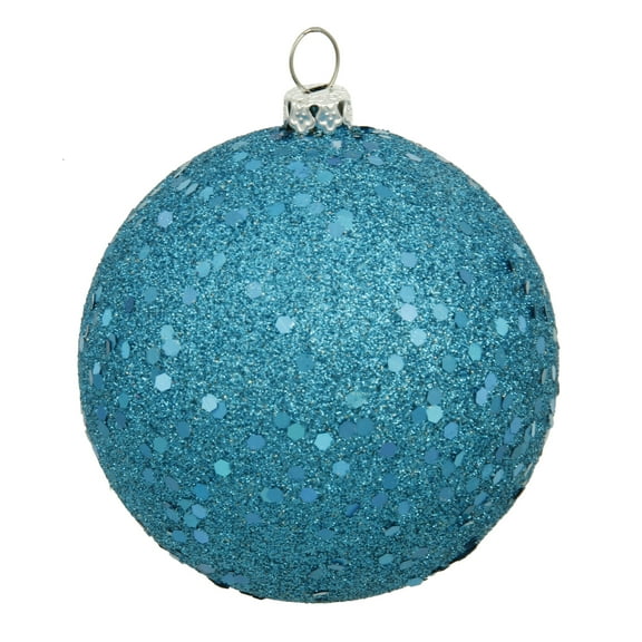 Vickerman 4" Turquoise Sequin Ball Ornament, 6 per Bag