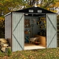 thumbnail image 2 of Sunmthink Lockable Metal Garden Storage Shed, 77.17" x 101.57" x 67.72", Brown, 2 of 6