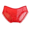 thumbnail image 1 of AWZXDE Ladies Underwear Panties Lace Edge Fully Transparent Mesh Low Waist Plus Size Thin Rear Lifting Triangle Red，XL, 1 of 3