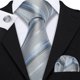 thumbnail image 2 of Corbata Barry.Wang rayada gris plata de seda, juego 150x8.5 cm, 2 of 5