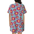 thumbnail image 3 of Bixox Women's Daisies Flowers Printed Pajama Set 2 Piece Lounge Set Top and Shorts Soft Pajamas, Shorts with Pockets, 3 of 7