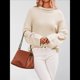 thumbnail image 4 of Suéteres de Cuello Redondo para Mujer, Conjuntos de Otoño, Suéteres de Punto con Cuello Redondo y Abertura Lateral, Tops de Moda. Albaricoque S, 4 of 10