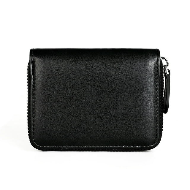 pitrice 1/2/3/5 Coin Purse Men Short Money Bag Mini Wallet Pocket for Zipper Rfid Blocking Card Holder Cowhide Big CapacityWomen Fashionable Pouch Black 1 Pc