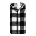 thumbnail image 6 of Women's Fuzzy Fleece Vest Plaid Jacket with Hood Lightweight Soft Warm Sherpa Plush Winter Fall Sleeveless Coat (L, Black), 6 of 7