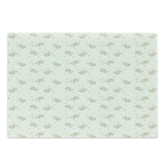 Beige Cutting Board, Teddy Bear Monochrome Illustration Toys Stars and Dots Halftone Background, Decorative Tempered Glass Cutting and Serving Board, Large Size, Eggshell Tan, by Ambesonne