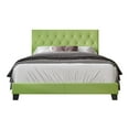 thumbnail image 3 of Home Design Boone Queen Tufted Upholstered Panel Bed with Faux Leather and Padded Headboard, Green, Easy Assembly, 3 of 5