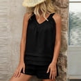 thumbnail image 2 of Bovxnpu Lounge Sets for Women Summer 2 Piece Outfits Set V Neck Sleeveless With Comfortable Shorts Fashion Wear Set, 2 of 5