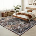 thumbnail image 2 of Garvee Boho Area Rug 5x7ft Vintage Persian Floral Distressed Rug, Non-Slip Low Pile Oriental Carpet for Living Room Bedroom, Brown/Red, 2 of 9