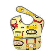 Bingfone Mess-Proof Baby Bib - Waterproof Bib For Baby Boy Or Girl With Food Catcher Pocket, Unisex-Funny Construction Vehicles