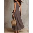 thumbnail image 2 of Womens Mocha Brown One Shoulder Sleeveless Ruffle Maxi Dress, 2 of 6
