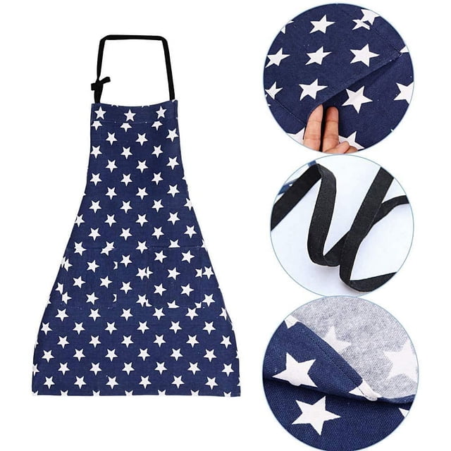 Delantal de cocina mujer, delantal de estrellas con bolsillo, delantal ajustable mujer, delantal de cocina mujer, para mujeres, trabajo de cocina, tareas domésticas, para cocinar u hornear