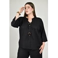 thumbnail image 4 of Conjunto de lino manga 3/4 Roman Fashion /Tallas Extras, 793 (Negro) negro 42, 4 of 6