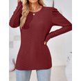 thumbnail image 6 of Alsol Lamesa Womens Puff Long Sleeve Fall Tunic Tops Dressy Crewneck Knit Top Casual 2032 Trendy Tshirts Blouses Shirts for Women, 6 of 6