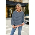 thumbnail image 3 of Women's fashionable versatile long sleeved retro striped sweatshirt, 3 of 5