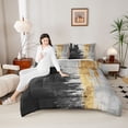 thumbnail image 4 of jejeloiu Modern Ink Geometric Full Size Comforter Sets,Black Gold Gray Bedding Sets For Adults Reversible 3pcs, 4 of 8
