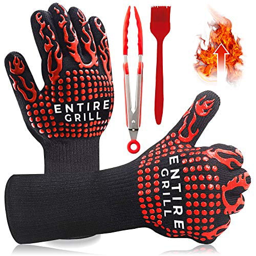 BBQ GlovesHeat Resistant Silicone Oven MittsGrilling or Cooking 1 Pair LOT