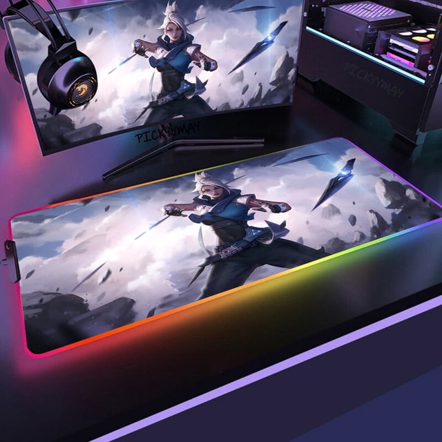 Valorant-alfombrilla de ratón grande RGB para Gamer, alfombrilla de ratón grande para PC, XXL retroiluminación LED, alfombrillas de mesa para teclado, alfombrilla de escritorio para juegos de ordenado LIUWENJING unisex