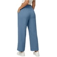 thumbnail image 6 of Hilenly Womens Cotton Palazzo Pants Drawstring Elastic Waist Casual Wide Leg Trousers Summer Beach Lounge Pants with Pockets, 6 of 7