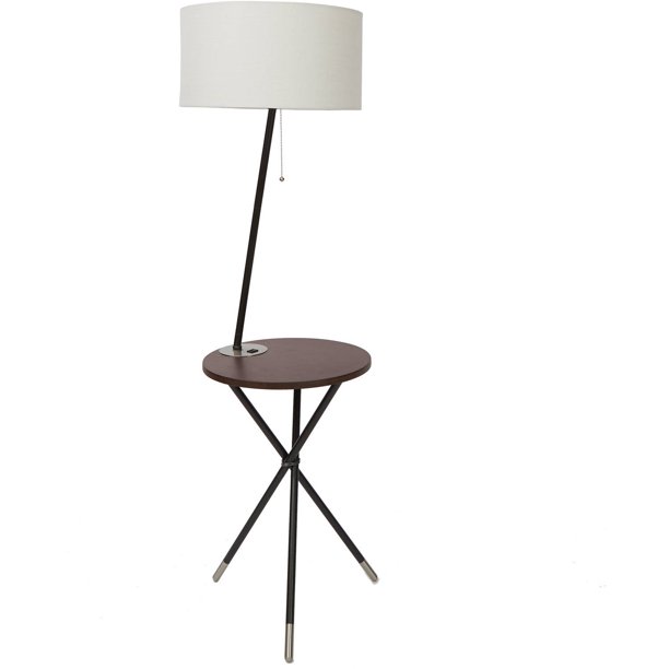 Better Homes and Gardens 4'9" Tripod End Table Floor Lamp, Black and
