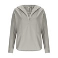 thumbnail image 2 of Felirenzacia Women's Long Sleeve Solid Color Hoodie, V Neck Pullover Top， Slim Fit Fall Sweatshirt, S-3XL, 2 of 6