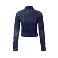 thumbnail image 4 of Made by Olivia Women's Classic Lightly Distressed Button Down Denim Crop Jean Jacket, 4 of 6