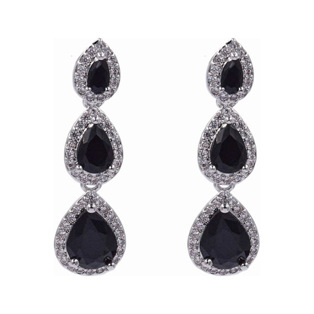 Aretes Largos De Zirconia Con Corte De Gota