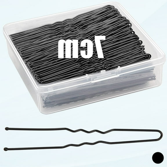 200pcs Hair Pins for Buns 7cm U-Shaped Hair Pins Long Bobby Pins Black Bun Pins with Hair Grips Storage Box for Thick Hair Women Girls Wedding Hair Styling Hair Accessories