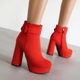 thumbnail image 2 of Mostsola Platform Heels Boots for Women Ankle Strap Zip up Short Boots Round Toe Dress Booties, 2 of 9