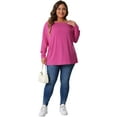 thumbnail image 3 of DARING DIVA Women's Plus Tops Basic Blouses Dolman Tops Tee Shirts 4X Hot Pink, 3 of 6