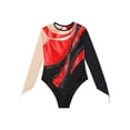 thumbnail image 5 of Zaldita Kids Girls Metallic Long Sleeve Athletic Ballet Dance Leotard Bodysuit Mesh Splice Sparkle Red 8, 5 of 7