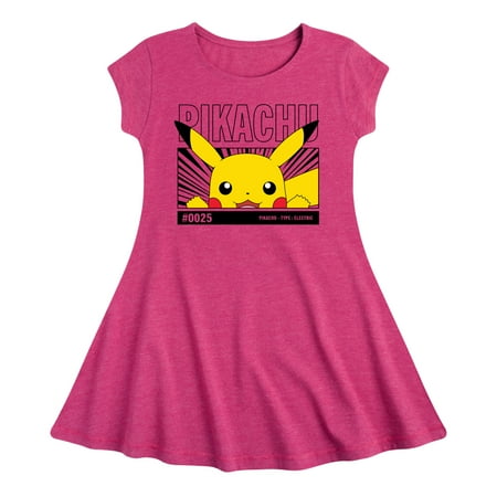 

Pokémon - Peeking Pikachu - Toddler And Youth Girls Fit And Flare Dress