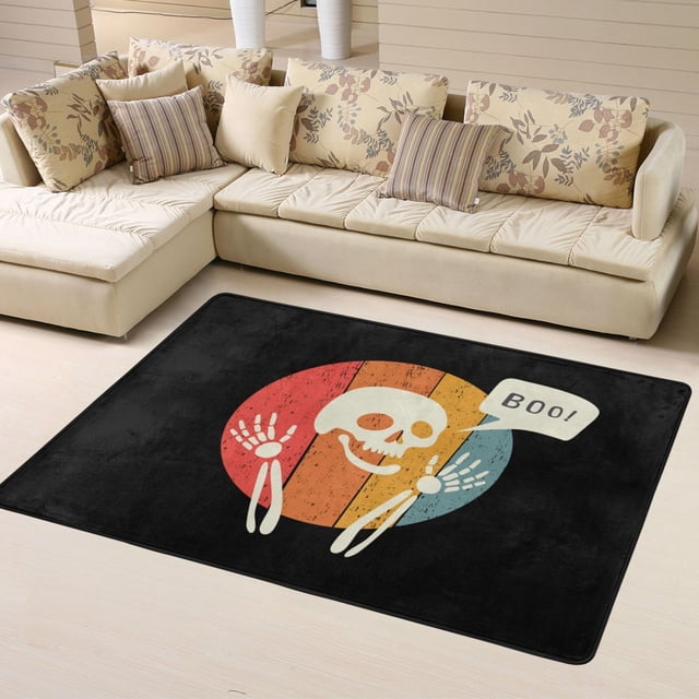 DouZhe Funny Halloween Skulls Decoration Pattern Area Rugs Non-Slip Machine Washable Floor Mat, Style Carpet Doormat, 63x48 inches