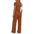 thumbnail image 4 of Sundazz 2 Piece Sets for Women Summer Lounge Set Ruched Top and Wide Leg Pants Matching Set Fashion Vacation Travel Outfits Clothes,Coffee,M, 4 of 8