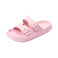 thumbnail image 3 of UDAUDU Womens Mens House Slippers Shower Sandals Comfortable Soft Beach Sole Thick Foam Double Buckle Adjustable Outdoor Shoe Pink 7 Wide, 3 of 5