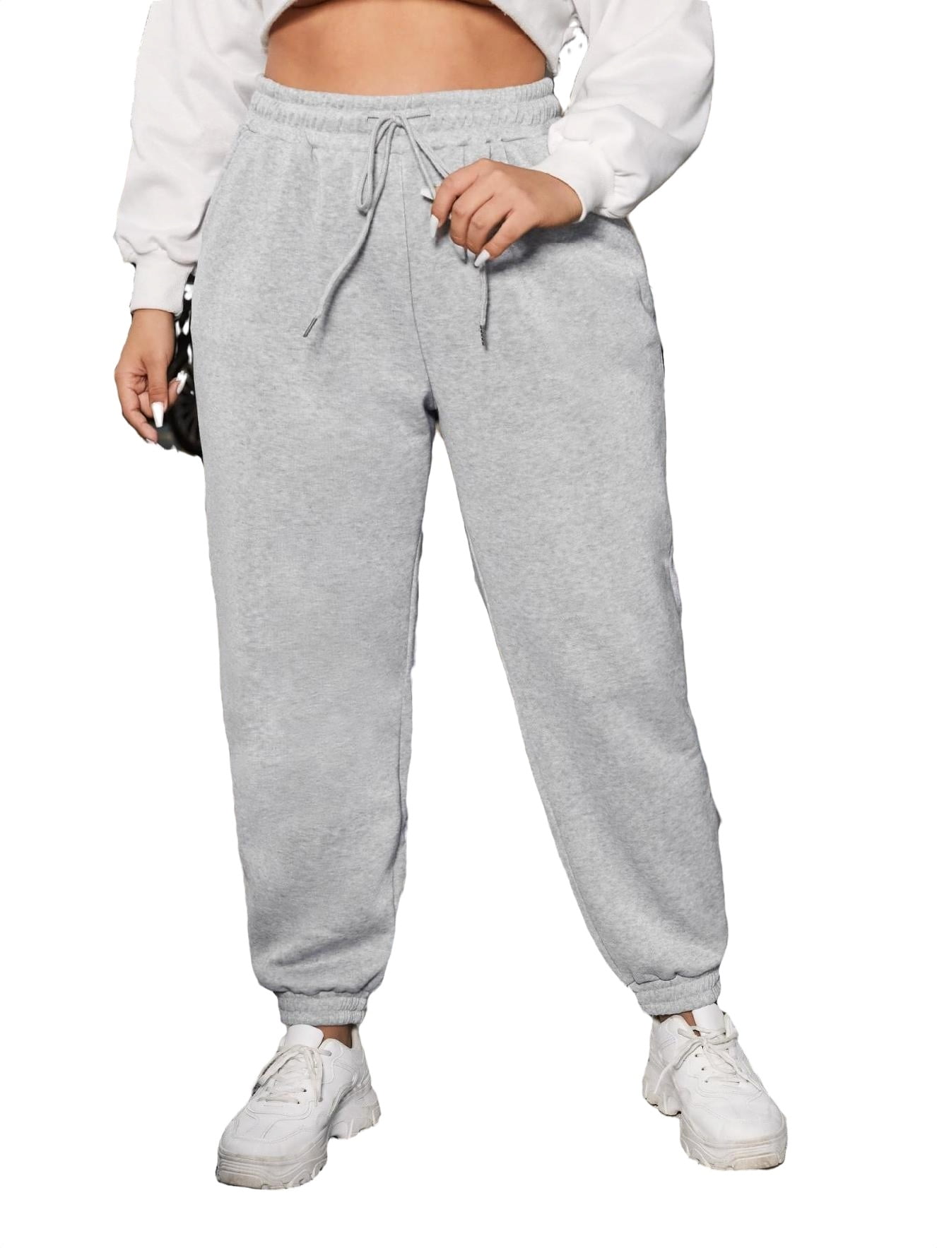 Solid Light Grey Plus Size Sweatpants (Women's) - Walmart.com