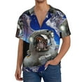 thumbnail image 3 of Disketp Men's Hawaiian Astronaut in Outer Space Print Shirts Button Down Holiday Beach Shirts-X-Large, 3 of 7