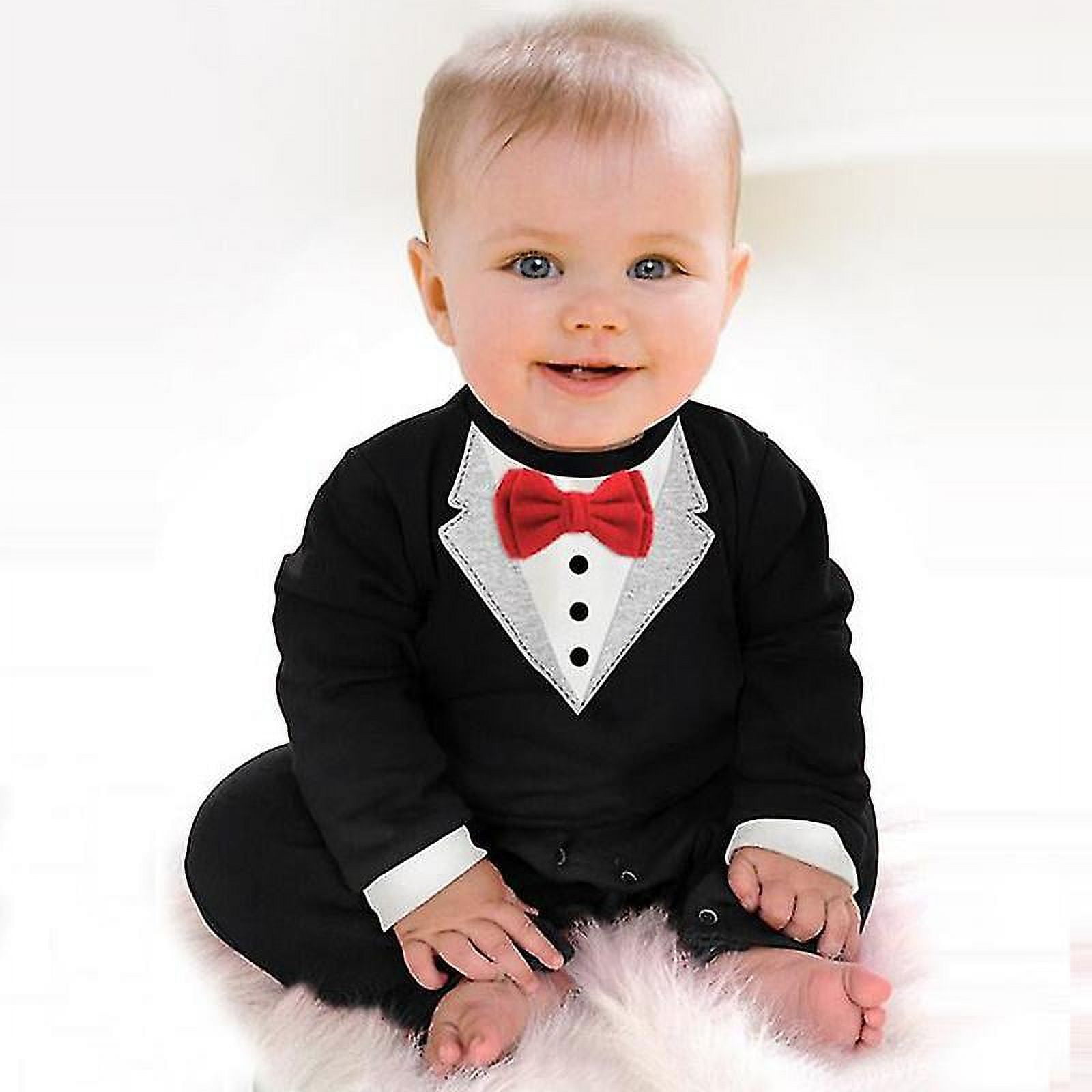 Infant Babies Boy Jumpsuit Tuxedo Romper Wedding One Piece Little Gentleman Clothes Walmart