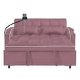 thumbnail image 3 of Convertible Pink Sofa Bed with Cup Holders & USB Ports for Small Spaces, 3 of 10