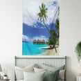 thumbnail image 4 of Tropical Tapestry, Water Bungalows of Tropical Resort Bora Bora Island Pacific Ocean Panorama, Wall Hanging for Bedroom Living Room Dorm Decor, 60W X 80L Inches, Green Blue White, by Ambesonne, 4 of 5