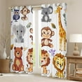 thumbnail image 2 of Manfei Cartoon Animals Blackout Curtains Set of 2 (52x84 Each) for Boys Girls, Lion Tiger Giraffe Window Curtains, Elephant Monkey Bear Curtains and Drapes, White Luxury Home Decor, 2 of 5