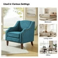 thumbnail image 2 of Wooden Upholstery Armchair Lounge Sofa Club Accent Chair Nailhead Trim Side Chair Living Room Bedroom Blue, 2 of 6