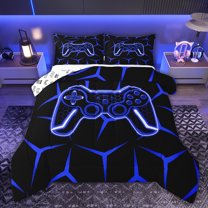Castle Fairy Kids Hexagon Gamer Twin Comforter Sets,Abstract Geometric Bedding Set