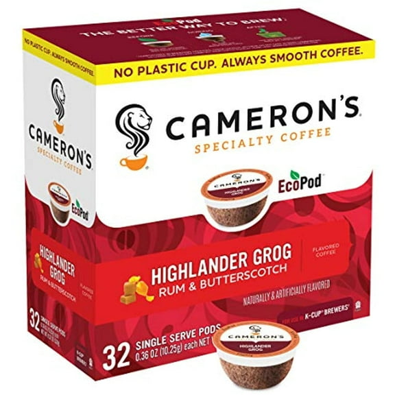 Camerons Coffee Single Serve Pods, Flavored, Highlander Grog, 32 Count