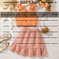 thumbnail image 3 of NAISIBABY Girls 2-Piece Sets, Ruffled Tank Tops Plaid Pleated Skirts Summer Casual Cute Outfits Orange 12-13T, 3 of 9