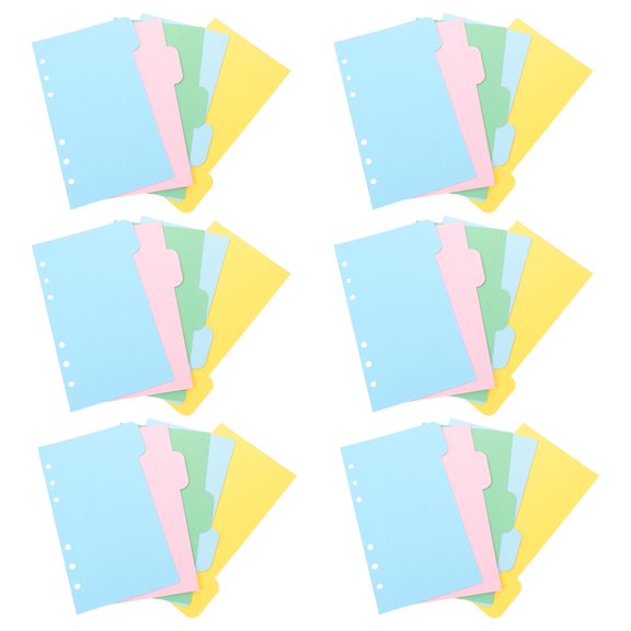 OUNONA 6Sets Multi Color A6 File Dividers with Tabs for Binder Organization and DIY Planner Use