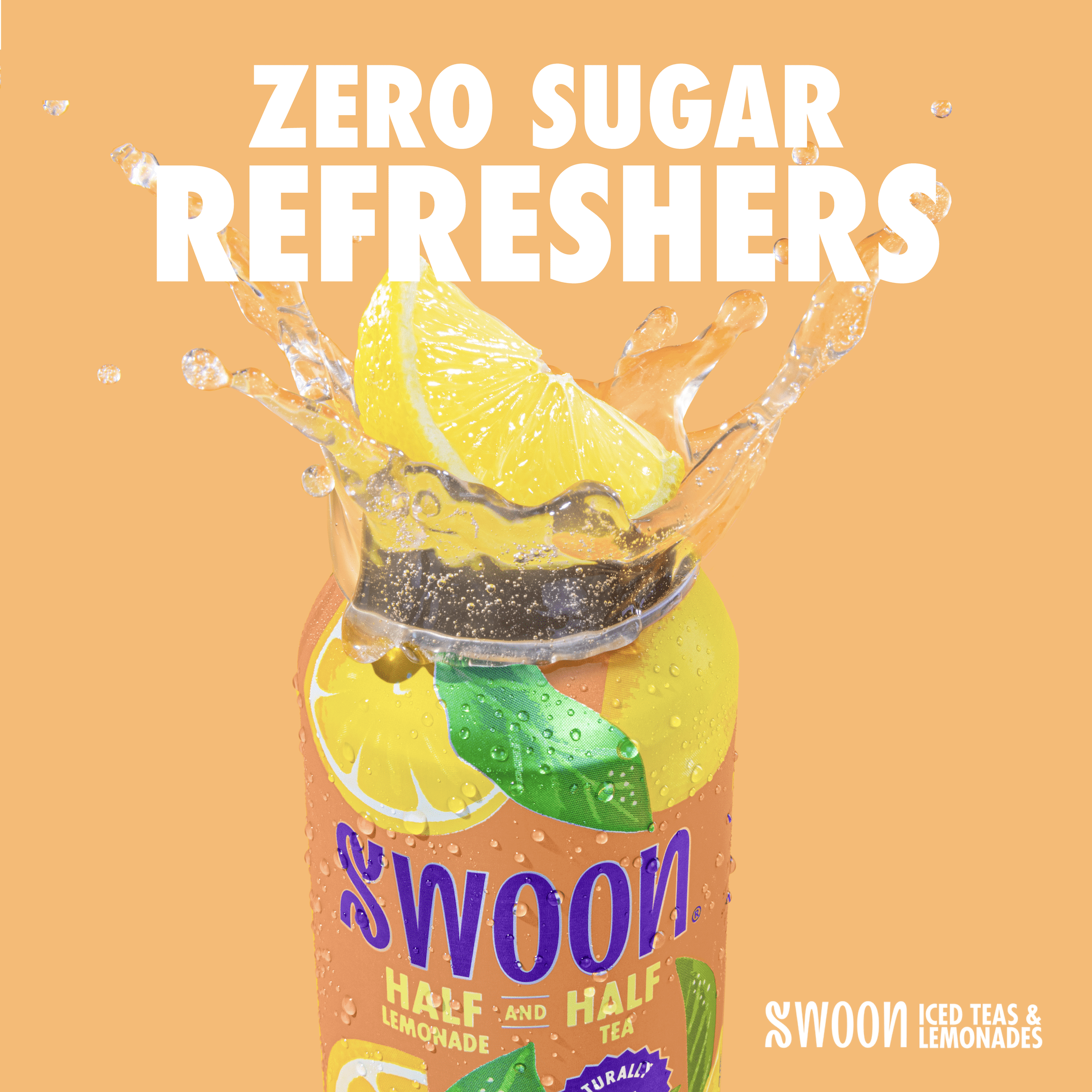Swoon Zero Sugar Half Lemonade & Half Tea, 5 Calories, Sugar Free, 12 fl oz Can, 12 Pack