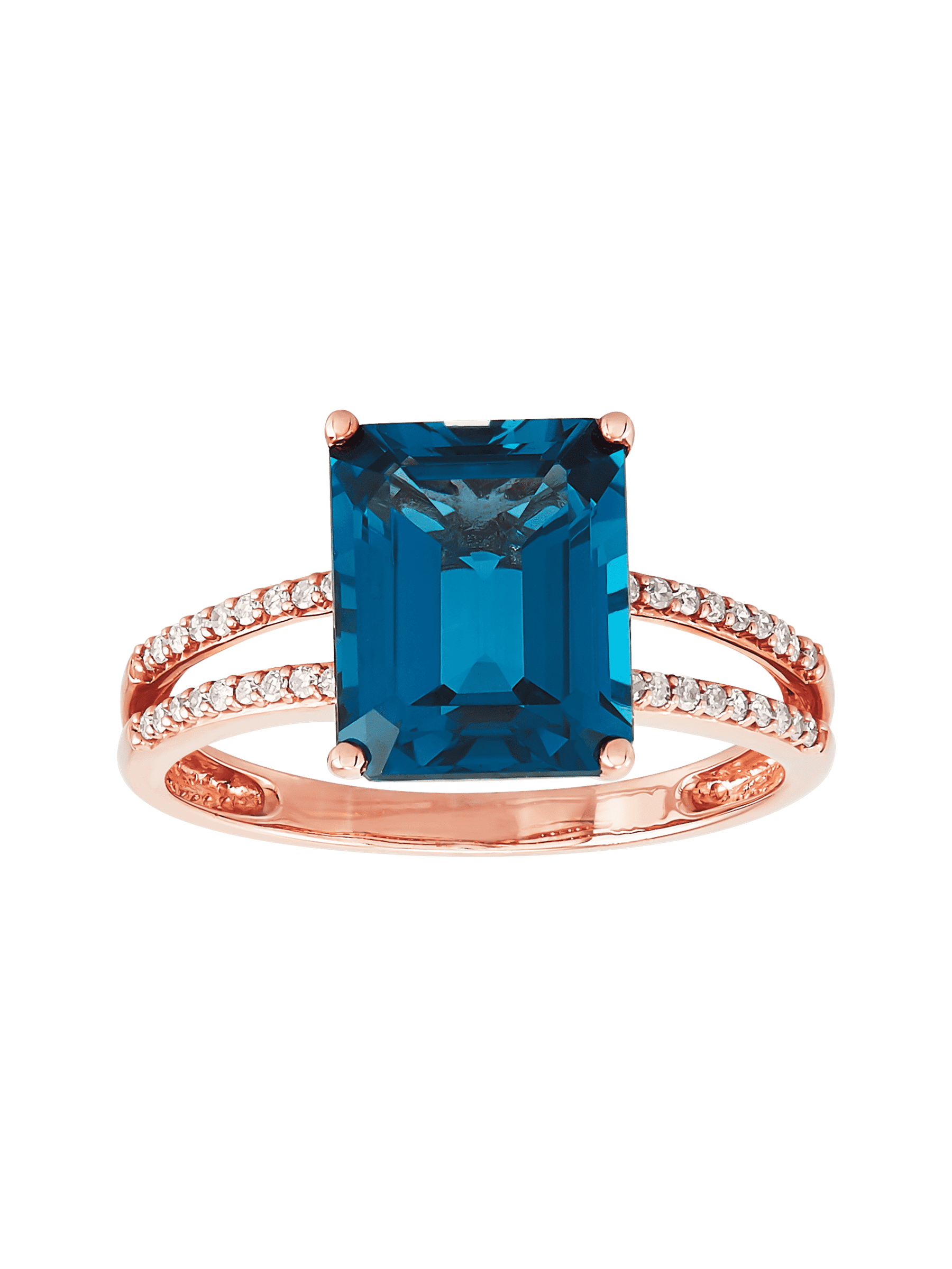 Women's Welry London Blue Topaz & 1/10 Cttw Diamond Ring In 10Kt Rose Gold  - Walmart.com