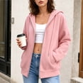 thumbnail image 2 of Domzest Womens Zip Up Hoodie Long Sleeve Oversized Zipper Hooded Sweatshirt Casual Solid Lightweight Fall Coat with Pockets Pink XXXL, 2 of 7