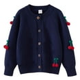 thumbnail image 2 of CYRBOKO Girls Cardigans, Cotton Long Sleeve Comfy Knit Winter Clothing Navy Size 6-7 T, 2 of 3