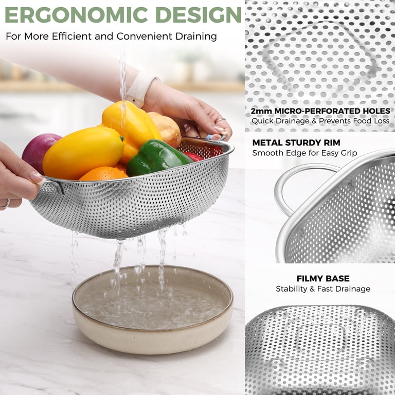 Coliware 3-Piece Square Stainless Steel Colander Set photo 5